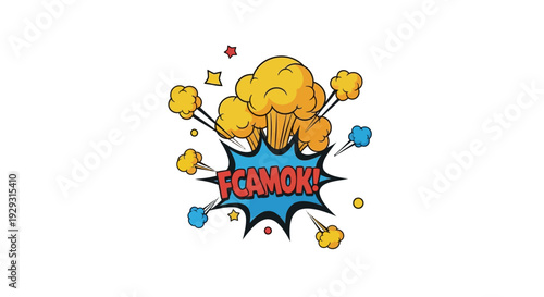 Colorful comic book explosion graphic element.