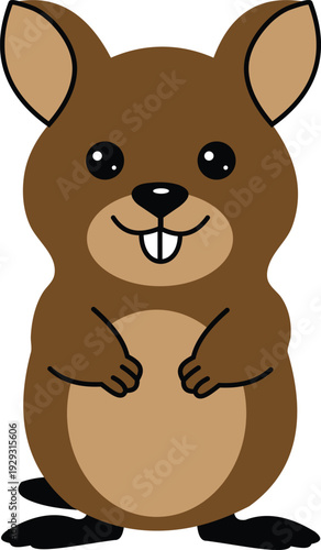 Cute cartoon beaver character flat vector illustration
