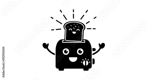 Happy cartoon toaster with bread inside.