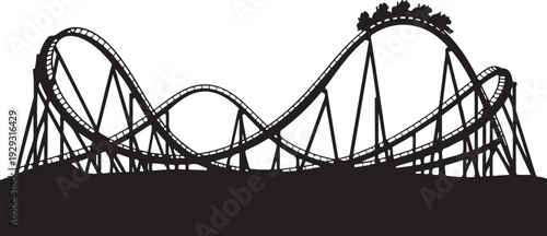 Black silhouette of a roller coaster on white background
