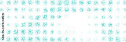 Abstract curved dotted surface with halftone effect by blue and turquoise small squares. Vector graphic pattern