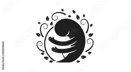 Black silhouette of a pregnant woman.