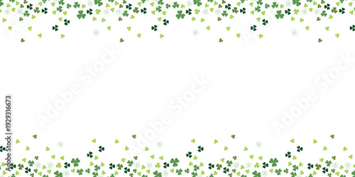 St patrick's day celebration background with green confetti and shamrocks