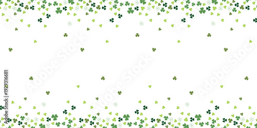St patrick's day celebration background with green confetti and shamrocks