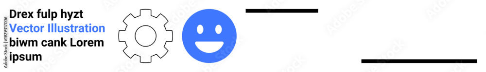 Obraz premium Workflow processes, communication, mood management, happiness, system optimization, teamwork. Gear and happy face with text. Workflow processes and communication concept