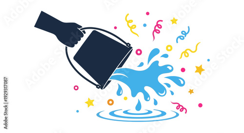 Bottle Pouring Water Splash Droplets.