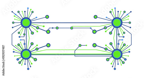 network connections, green nodes, blue lines