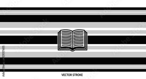 open book icon on striped background