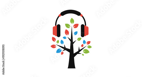 Headphones on a tree branch.