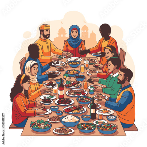 Diverse Group Enjoying Meal Together.