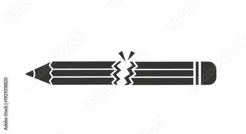 Broken Pencil Icon With Crack.