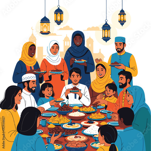 Family Gathering Around Dinner Table Together 4.