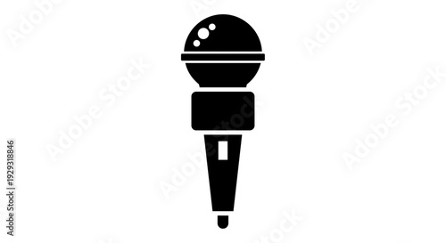 Black Microphone Silhouette Icon.