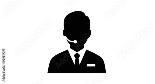 Businessman Silhouette Wearing Headset.