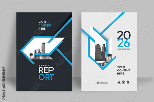 Business Report Cover Template – Blue Geometric Layout (A4)