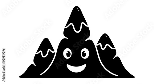 Smiling Cartoon Volcano Illustration Design.