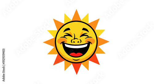 Smiling Sun Face Emoji Character.