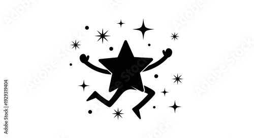Star Character With Sparkles Dancing.