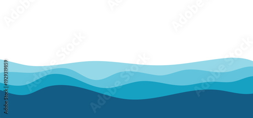 Abstract blue wave layers background. Minimal ocean style fluid design. Modern vector backdrop for banner presentation and web layout
