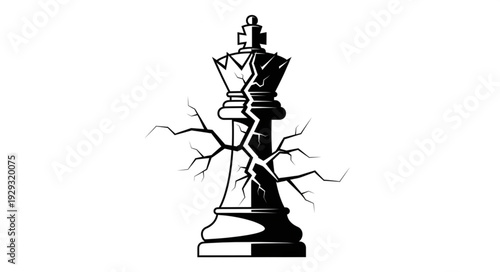 Cracked chess king symbolizing fragility and strategic vulnerability in the game.