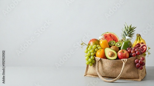 Closeup vertical composition of a reusable burlap