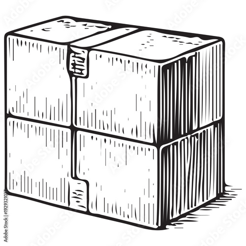 Vintage Large Shipping Box Hand Drawn Engraving Illustration Cargo Logistics Packaging