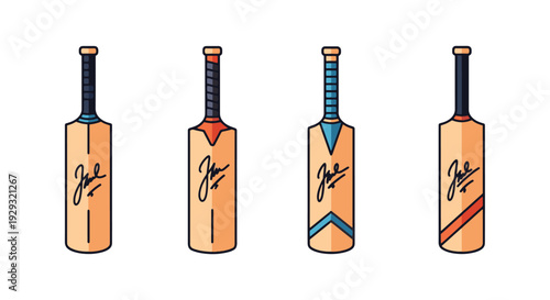 Signed Cricket Bat minimal bold color illustration