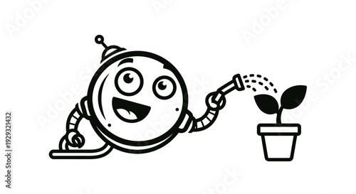 Smiling Watering Can Cartoon Character.