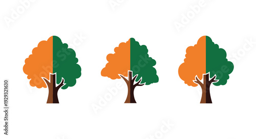 Silhouette tree Line soft tone color vector