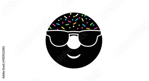 Smiling face with colorful sprinkles hair.