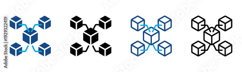 Blockchain Icon Multiple Style Vector Illustration