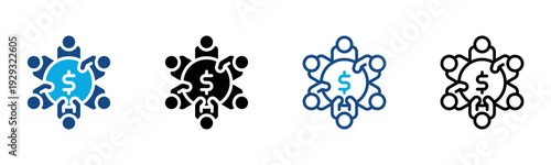 Crowdfunding Icon Multiple Style Vector Illustration