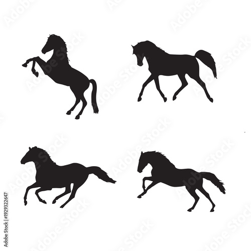 Running horse silhouettes vector