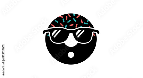 Colorful brain with sunglasses icon.