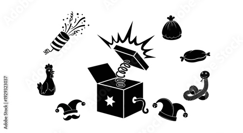 Black and white magic trick box.