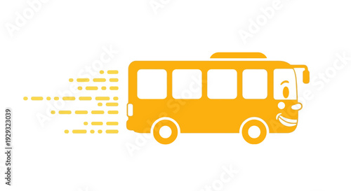 Yellow Bus Driving Fast Motion.