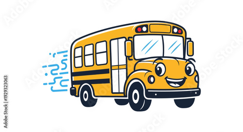 Smiling cartoon school bus vehicle.