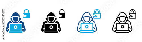 Hacking Icon Multiple Style Vector Illustration
