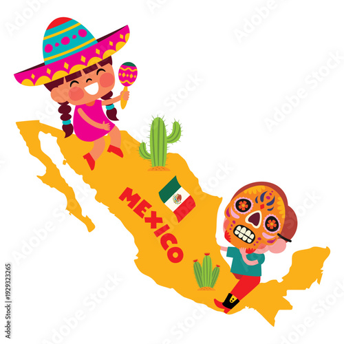 Kids Playing On Mexico Map