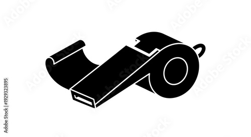 Black and white referee whistle.
