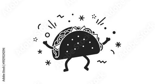 Funny Taco Character With Legs Dancing.