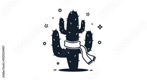Cactus Wearing Scarf in Black.