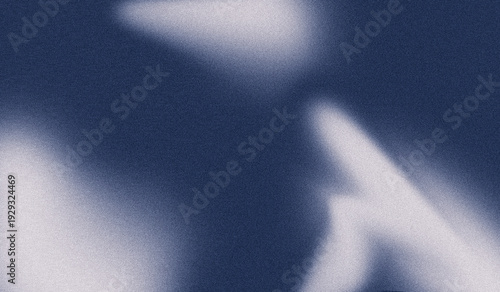 Deep Navy Blue Abstract Wave Light on Dark Grainy Background, Soft Glowing Curved Shapes with Heavy Noise Texture, Futuristic Digital Backdrop for Modern Poster Banner Design