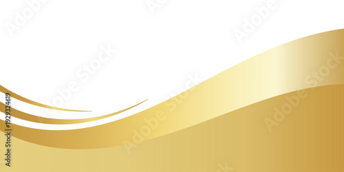 Gold Banner Header Wave. Abstract banner gold web banner waves vector in gold colors. Abstract swoosh texture