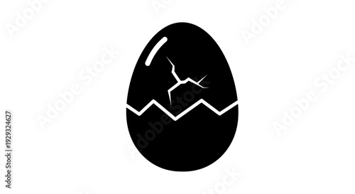 Black Easter egg with dinosaur.