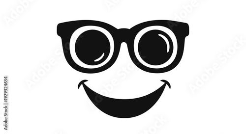Smiling face with black glasses.