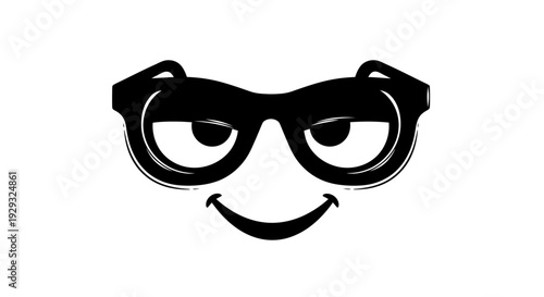 Smiling face with black glasses.
