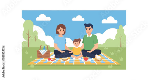 happy family picnic outdoors