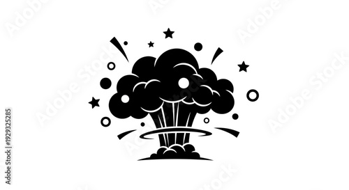 Black explosion icon with symbols.