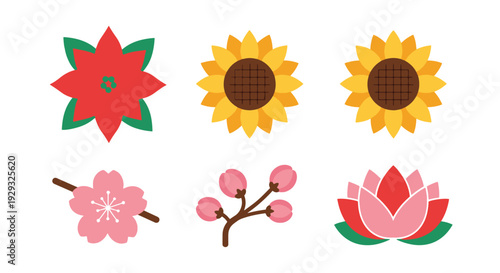 Seasonal Flower Orna abstract bright tone vector